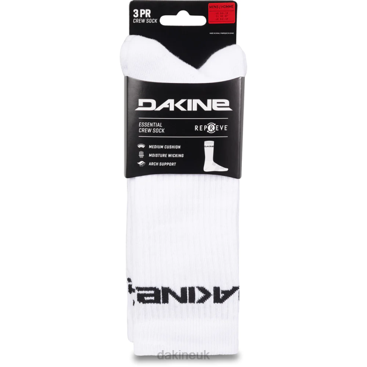 Essential Sock-3Pk Dakine Men White N882P596 Accessory