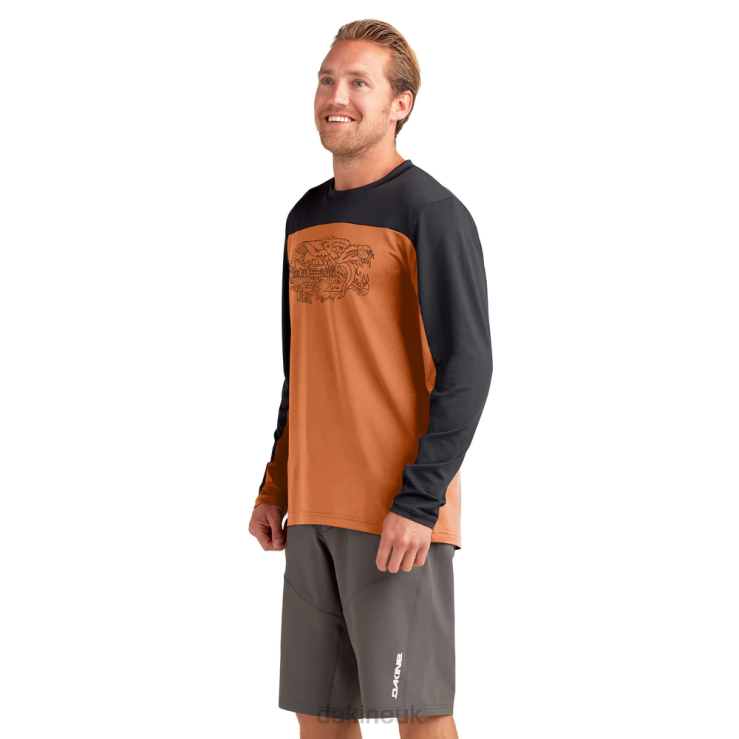 Syncline Long Sleeve Bike Jersey Dakine Men Papaya Orange Glean Wolf N882P146 Clothing