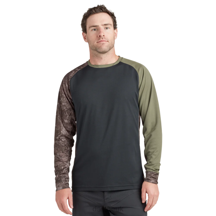 Thrillium Long Sleeve Bike Jersey Dakine Men Black/Canopee Green & Hasher Print N882P154 Clothing