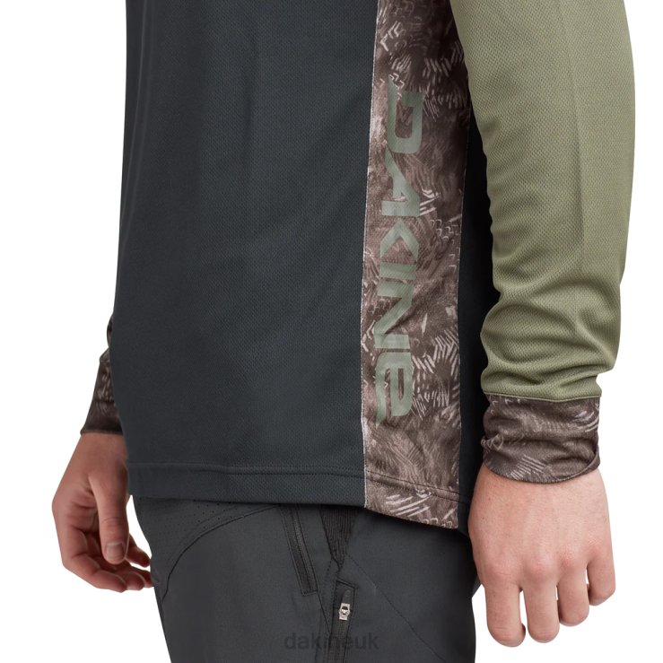 Thrillium Long Sleeve Bike Jersey Dakine Men Black/Canopee Green & Hasher Print N882P154 Clothing