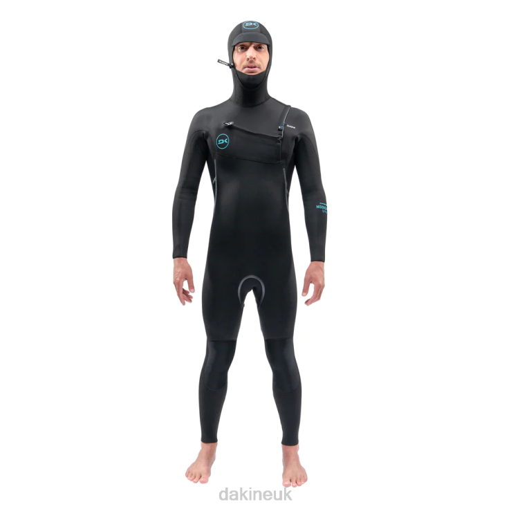 Mission Chest Zip Hooded Wetsuit 4/3mm Dakine Men Black N882P88 Clothing