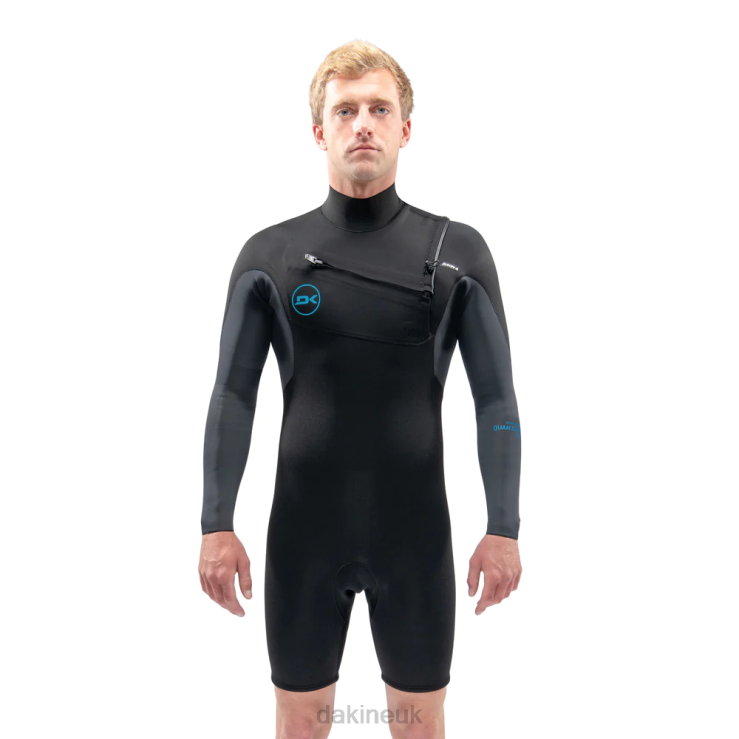 Quantum Chest Zip Long Sleeved Shorty 2/2mm F/L Wetsuit Dakine Men Black/Grey N882P103 Clothing