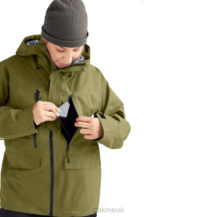 Sender Stretch 3L Jacket Dakine Unisex Earth Green N882P350 Clothing