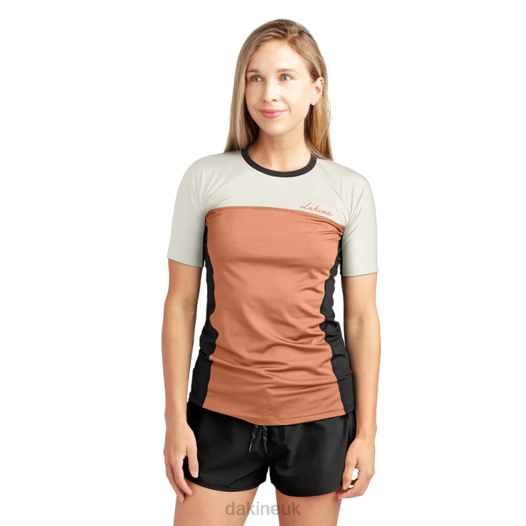HD Snug Fit Short Sleeve Rashguard Crew Dakine Women Coral Reef N882P335 Clothing
