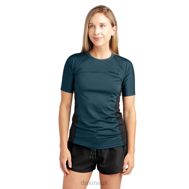 HD Snug Fit Short Sleeve Rashguard Crew Dakine Women Galactic Blue N882P336 Clothing