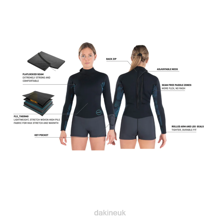 Mission Long Sleeved Spring Suit 2mm Dakine Women Black N882P749 Clothing