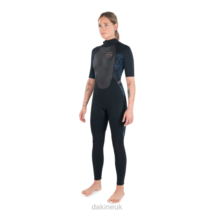 Quantum Back Zip Short Sleeved Full Wetsuit 2/2mm F/L Dakine Women Black/Grey N882P746 Clothing