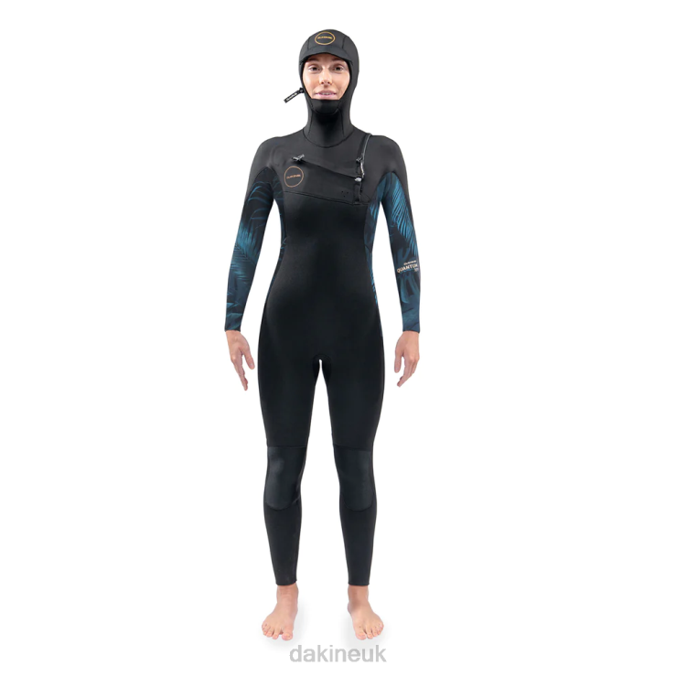 Quantum Chest Zip Hooded Wetsuit 5/4/3mm Dakine Women Black/Grey N882P739 Clothing